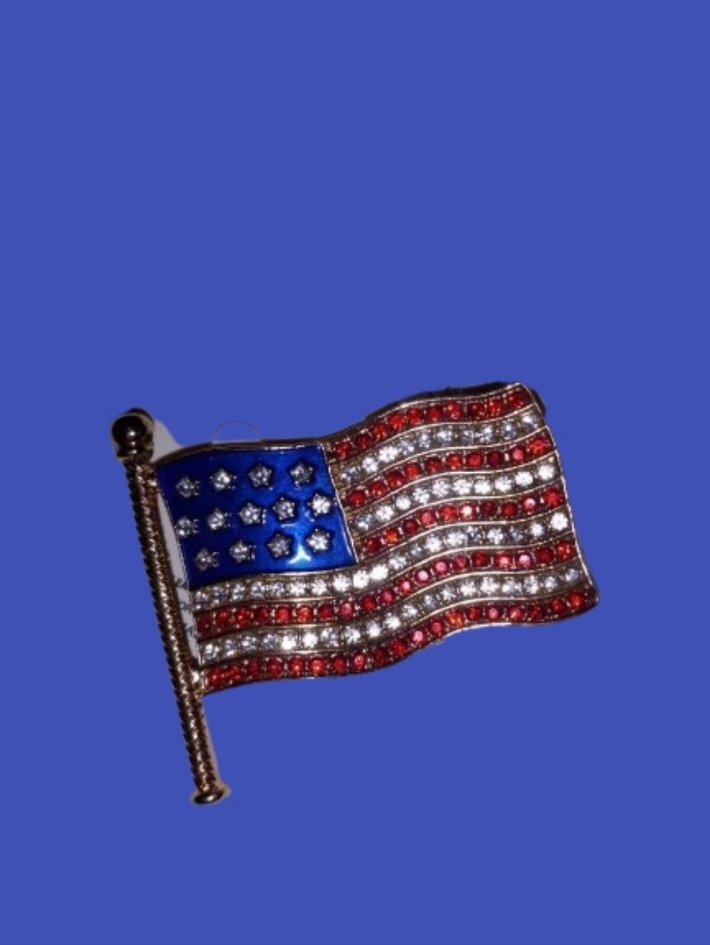 Usa Flag Brooch Fourth Of July Silver-Tone Red, White, & Blue New